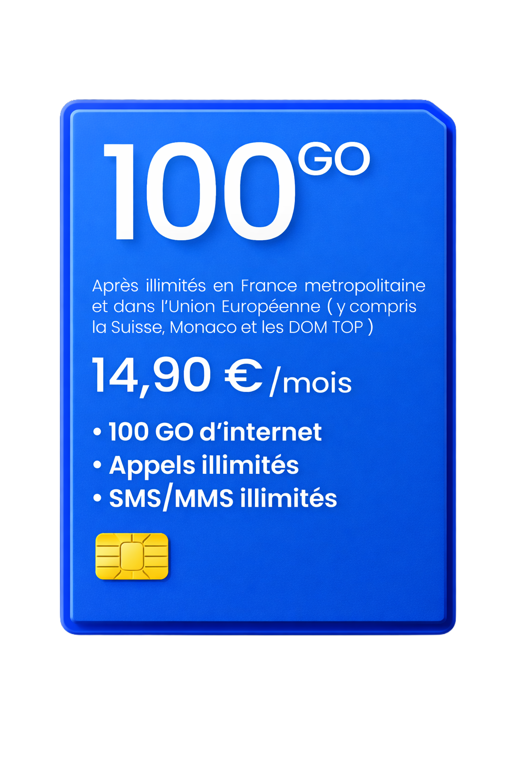 Forfait Mobile 100go à 14,90€ - France Téléphone. Forfait 100 Go à 14,90€ avec appels et SMS illimités, sur le réseau Orange, utilisable en France et en Europe
